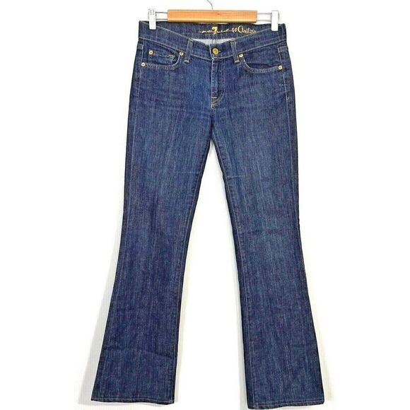 7 For All Mankind Low Rise Bootcut Jeans Womens 27 x 32 Blue Flare ARITZIA 90s - Picture 1 of 8